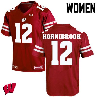 Women's Wisconsin Badgers NCAA #12 Alex Hornibrook Red Authentic Under Armour Stitched College Football Jersey KW31D11PC